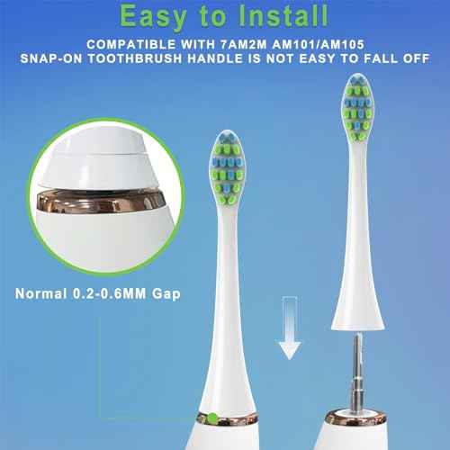 Toothbrush Replacement Heads Compatible with 7AM2M AM100/AM105/AM111 Electric Toothbrush, Soft Brush Bristles, 5 Pack White + 5 Pack Black