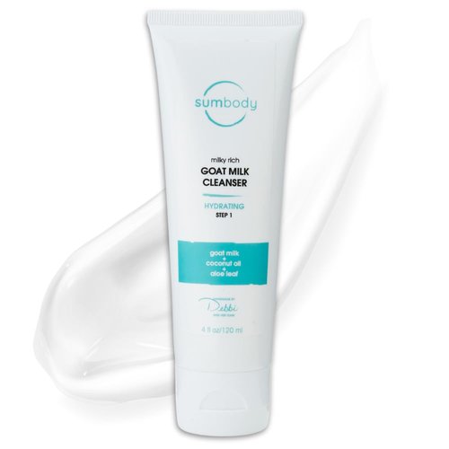 Sumbody Face Wash for Women & Men Goat Milk Cleanser – (4oz) Cruelty Free Face Wash, Organic Gentle Face Cleanser with AHAs & Vitamins for Sensitive Skin, Day and Night Face Wash Cleanser for Dry Skin
