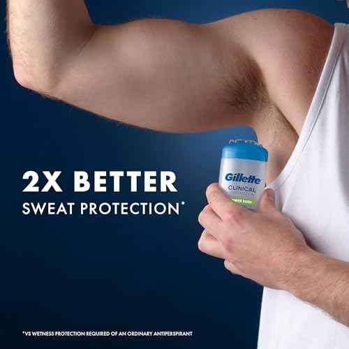 Gillette Clinical Antiperspirant and Deodorant for Men, 72hr Sweat & Odor Protection, Long Lasting Freshness, Anti-White Mark Technology, Clear Gel, Power Rush Scent, 2.6 oz