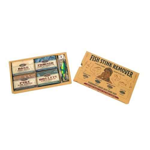 Fishermen¡¯s 4 Pack Soap Gift Set ? Great Smelling Heavy Grit Hand and Body Soap for Fishermen & Boaters ? Includes Topwater Fishing Lure & Sleeve ? Unique Fishing Gift for Men Who Love to Fish