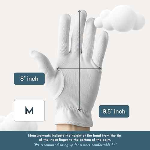 4 Pairs Cottonnerie Original Cotton Gloves for Dry Hands Sleeping, Moisturizing Gloves Overnight, Hand Moisturizer Gloves, Moisture Gloves for Dry Hands Overnight, Sleeping Gloves, Medium