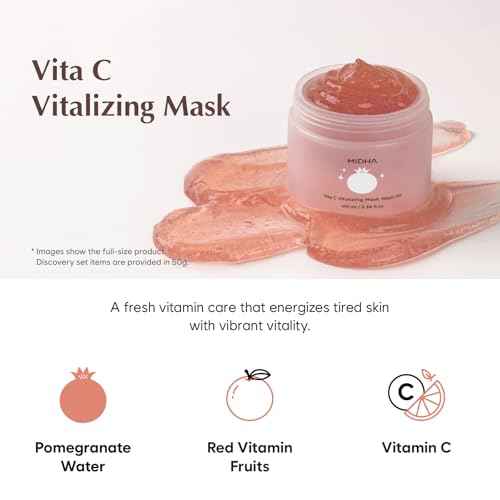 MIDHA RICE WASHOFF MASK DISCOVERY SET, 1.76oz x 3/50g, Dull Skin Care, Hydrating and Soothing, Pore Refining Treatment, Vitamin C face mask, Skincare for Travel, Mini Skincare Kit, 3-in-1 Set