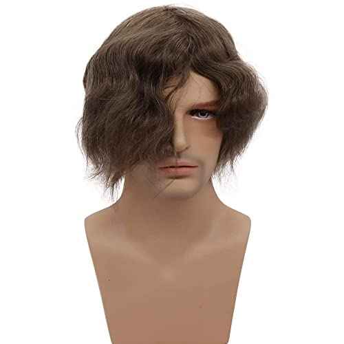 Men toupee Toupee for Men Undetectable Swiss Full Lace Men's Toupee European Human Hair Reaplacement Systems Hair Pieces Free Hairstyle 8X10 Inches(#17 Light Blonde Brown Color)