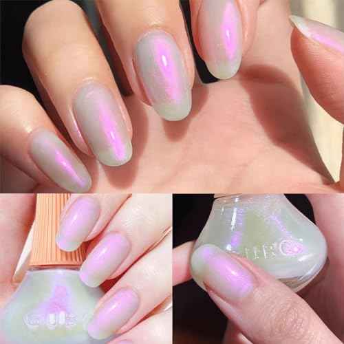 COSMOO Aurora Nail Polish, 8-Free Vegan, Shimmer Unicorn Quick Dry Nail Lacquer for Nail Art Varnish, 0.41 fl oz