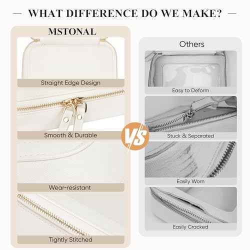 Clear Makeup Bag, Travel Toiletry Bag Cosmetic Case for Women, Waterproof Portable Small Make Up Skincare Pouch with Zipper, Compact Car Organizer Bag for Essentials, Mini Size, Ivory White