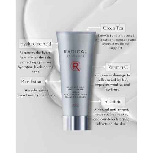 Radical Skincare Hand & Nail Multi Repair Creme - Provide Moisture & Fight Aging | Strengthens Nails & Cuticles | For All Skin Types Including Sensitive Skin | Cruelty & Paraben Free (2.5 oz, 2 Pack)