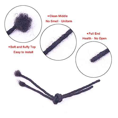 0.6cm Width 10 Inch 100 Strands 100% Human Hair Loc Extensions, Full Handmade Dreadlock Extensions for Men Women Kids Can Be Dyed and Bleached 100% Unprocessed Natural Black