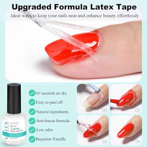 LOUINSTIC 3-in-1 Gel Nail Remover Kit ? Gel Nail Polish Remover, Liquid Latex Peel-Off Tape, Cuticle Oil for Nails & Manicure Tools ? Acetone-Free, Low Odor, Removes Gel in 2?5 Min, No Foil