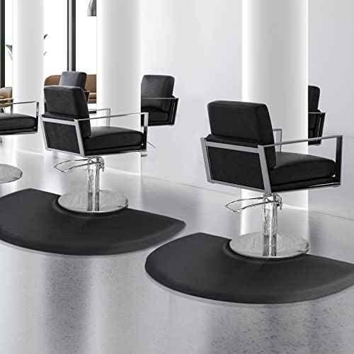 Salon mats for Hair Stylist 3'x4' Barber Shop Salon Chair Mats - Black Semi Circle Anti-Fatigue Floor Mat for Salon Chair - 5/8" Thick Salon Standing Mat