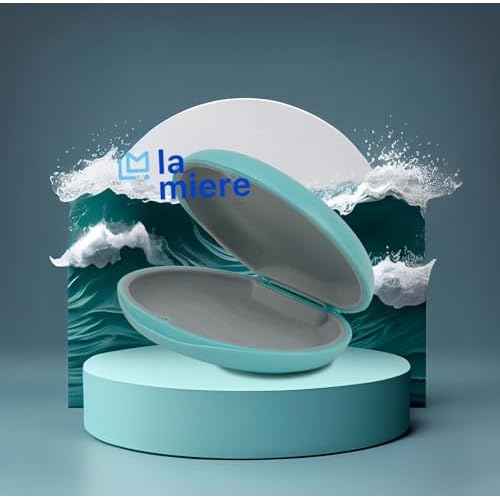 LA MIERE Retainer Case, Slim Aligner Case Compatible with Invisalign, Night Mouth Guard Case, Retainer Holder, Food Grade Silicone Pad, Magnetic Closure, Sky Blue w/Dark Gray Inner