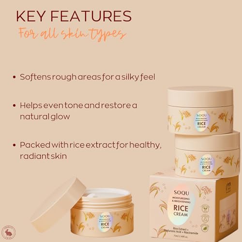Moisturizing and Brightening Rice Cream ? Deep Hydration, Brightens and Evens Skin Tone ? 70g / 2.48oz ? Made in Korea