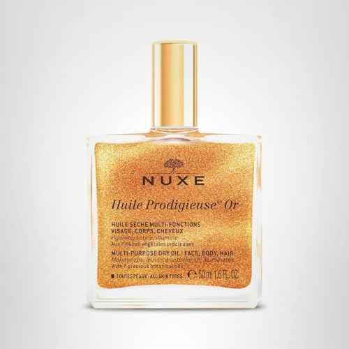Nuxe Huile Prodigieuse Shimmer Dry Oil With 7 Botanical Oils for Radiant Glow & Hydration for Face, Body & Hair, 1.6 Fl Oz