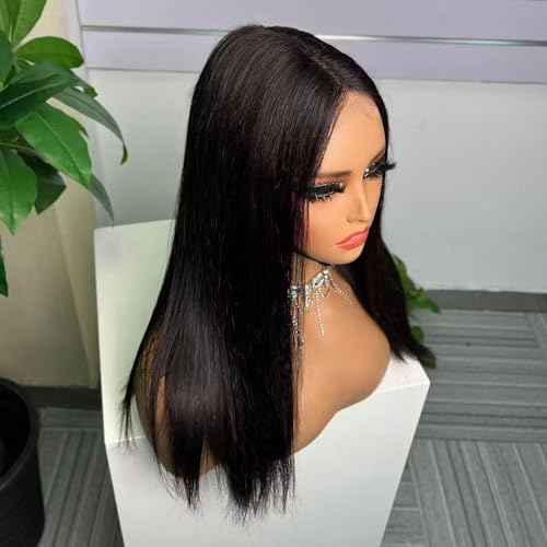VibeFusion 13x4 HD Transparent Lace Front Human Hair Straight Wig 200% Density Glueless Pre-Plucked Pre-Cut 18 Inch Women's Wig