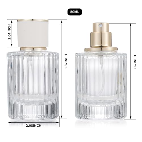 2 Pack 30ml 50ml Empty Perfume Spray Bottles, Refillable Fine Mist Atomizer Portable Travel Cologne Atomizers Fragrance Containers Sprayer for Perfume(50ML White cap and 30ML White cap)