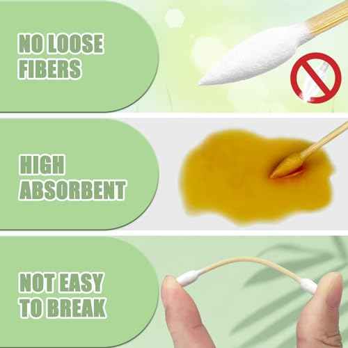 1000 Precision Tip Bamboo Cotton Swabs ? Biodegradable & Organic Cotton Buds with Precision Tips ? Eco-Friendly Wooden Swabs for Makeup, Cleaning, Crafts, and Baby Care