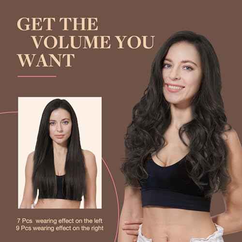 GOO GOO Clip in Hair Extensions Real Human Hair, Remy Human Hair Extensions Clip ins for Women, Natural Human Hair, 20inch 150g 9Pcs, 2 Dark Brown