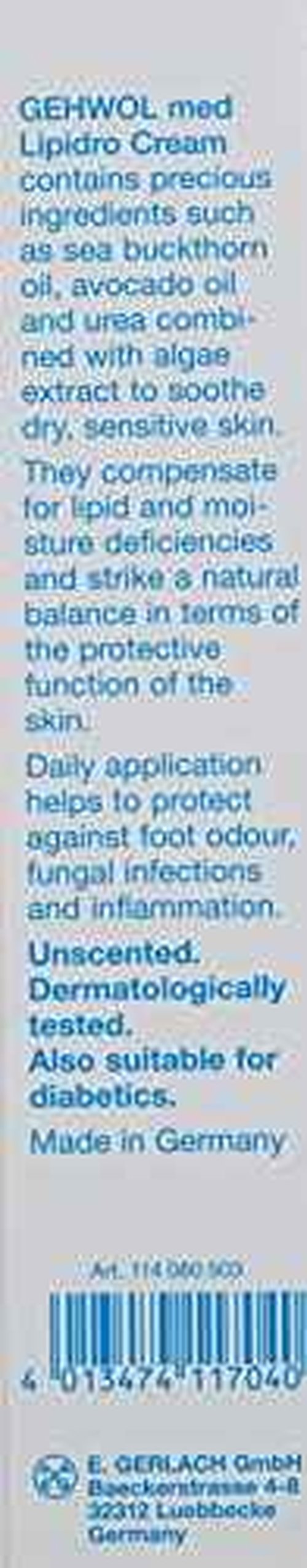 Gehwol Med Lipidro Cream for Unisex, 2.6 Fl Oz (Pack of 1)