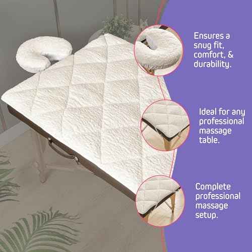Double-Sided Massage Table Pad, Plush Fleece and Microfiber Cover, Soft Massage Bed Topper and Spa Cover, Ideal Table Accessories, 76"x34", White