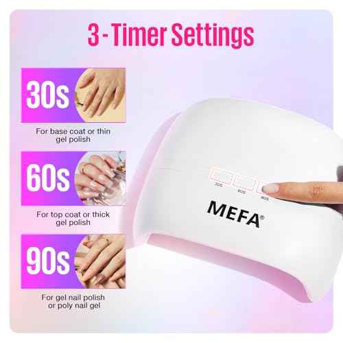 MEFA UV Nail Lamp with UV Gloves, 72W Light for Gel Nails with 21pcs Lamp Beads, 3 Times Dryer for Nail Polish Fast Curing, Professional UPF99+ Gloves for Gel Manicures Gifts for Women