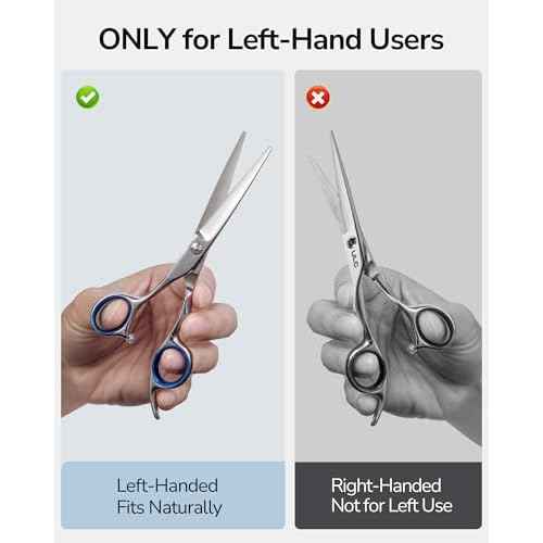 Hair Cutting Scissors for Left Hand, ULG Left-Handed Professional Hair Scissors 6.5-Inch Razor Edge Barber Shears for Salon and Home Hair Cutting Made of Japanese Stainless Steel, Blue Fingerhole Ring