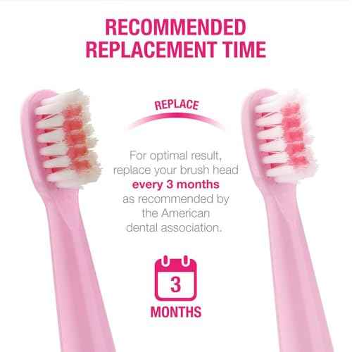 Vekkia Rainbow Jada Kids Electric Toothbrush Replacement Heads, Soft 3D Curved Bristles, Pink, 10-Pack