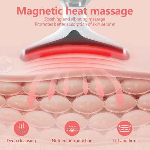 2025 New Face and Neck Massager Tool, 7 Colors LED Womens Skin Care Facial Massager for Skin Rejuvenation, Lifting, Toning, Glow Boost-White
