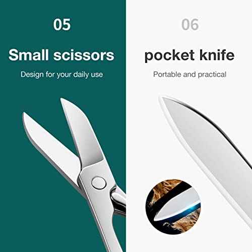 MR.GREEN Multifunctional Nail Clippers Stainless Steel Six Functions Nail Cutter Nail Files Small Knife Scissors (Small)