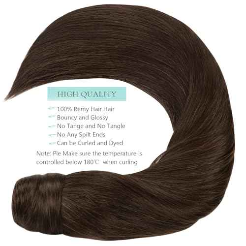 Remy Ponytail Extension Human Hair Straight 18 Inch Pony tails Hair Extensions Silky Long Straight 100% Natural Hair Ponytails for Women Virgin New Light Brown 80g