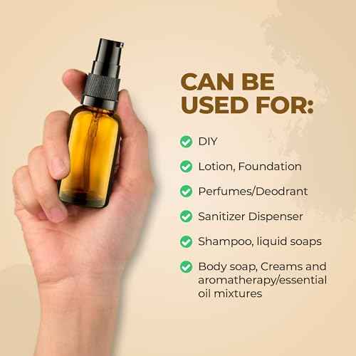 6 Pack, 3 30ml (1oz) & 3 15ml (0.5oz) Empty Refillable Glass Amber Pump Bottle Ideal for Lotion Cream Essential Oil Travel Small Container, Convenience Pack