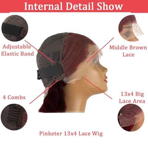 13x4 Lace Frontal Wigs Human Hair 99j Deep Wave Wigs Pre Plucked Wet and Wavy 180% Density Color Curly Human Hair Wigs for Black Women Natural Hairline (Burgundy Wig, 26 Inch)