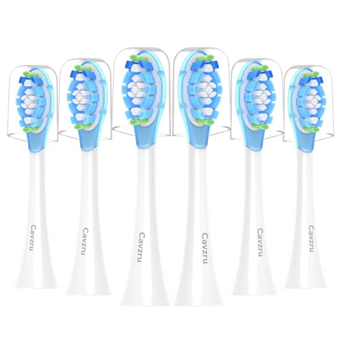 Replacement Toothbrush Heads for Philips Sonicare C3 C2 G3 A3 W2 W3, 6 Pack Soft Silicone Brush Heads for HX9054 4100 5100 6100 7500, Compatible with Snap-On Handles, Anti-Collision Design
