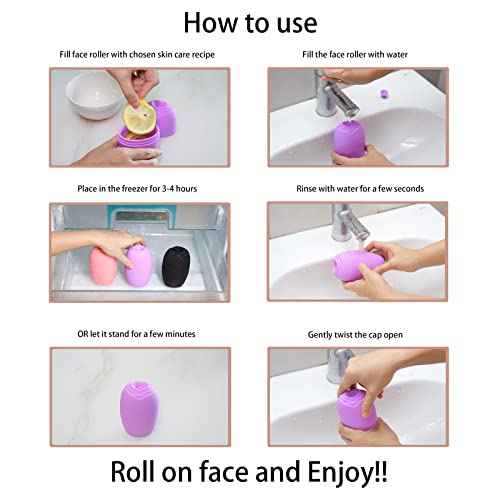 2Pack Ice Roller for Face, Evmliy Silicone Ice Face Roller to Tighten and Lift skin for Face & Eye Puffiness Relief, Reusable Facial Mold for Neck Natural Glow, Skin care for women beauty
