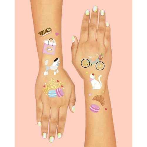 xo, Fetti Paris Themed Party Temporary Tattoos - 61 Foil Styles | Parisian Birthday Decorations, Ooh La La Party Accessory, Eiffel Tower Theme Favor, Cute Macaron Gift + Pink Baby Shower Supplies