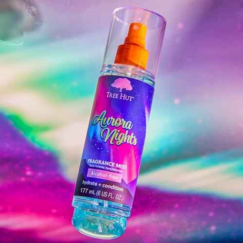 Tree Hut Aurora Nights Fragrance Mist, Hydrating, Alcohol-Free Formula, Cozy Scent with Warm Pistachio and Toasted Marshmallow Notes, 6 fl oz