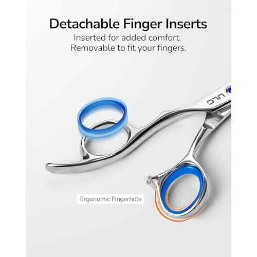 Hair Cutting Scissors for Left Hand, ULG Left-Handed Professional Hair Scissors 6.5-Inch Razor Edge Barber Shears for Salon and Home Hair Cutting Made of Japanese Stainless Steel, Blue Fingerhole Ring