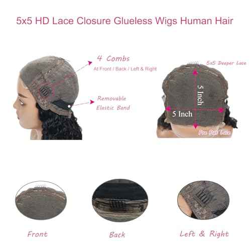 Wear and Go Glueless Highlight Ombre 4/27 Human Hair Wigs Deep Wave Curly Wet and Wavy Lace Front Pre Plucked Pre Cut 5x5 HD Lace Closure Wigs for Black Women £¨4/27 24 Inch£©