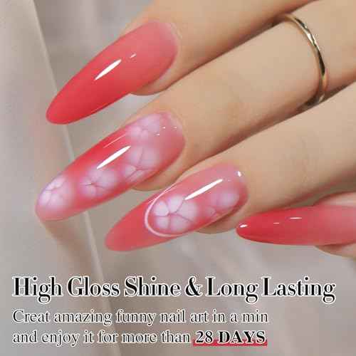 Double Rhythm 2 Pcs 0.5 Oz Blooming Gel Nail Polish Set 15 ml Spreading Effects Clear Gel Nail Polish Kit Nail Art Salon DIY (Bloom Clear)