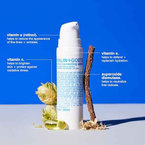 MALIN+GOETZ Retinol Correcting Serum | Multi-Vitamin Retinol Serum with Vitamins A, C, E + Superoxide Dismutase | Smooths Texture, Brightens, Firms + Reduces Fine Lines | Vegan + Cruelty-Free(1 Fl Oz)