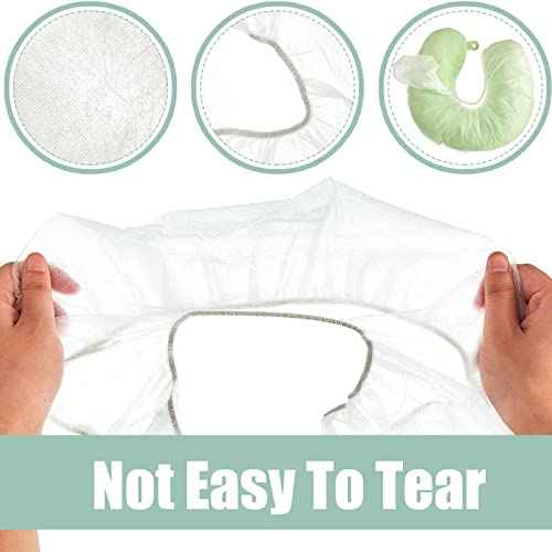 Jecery 300 Pcs Disposable Face Cradle Covers - White Massage Table Headrest Covers, Fitted for Neck Pillows