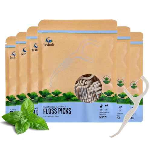 Floss Picks (300 Count) ? Plant Based Dental Floss Picks for Superior Oral Care, Dental Hygiene, and Gum Health, Cruelty Free Tooth Floss Picks Single Thread (Mint)