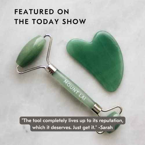 Mount Lai Jade Gua Sha Facial Tools, Jade Roller and Gua Sha Facial Tools Set, Guasha Tool for Face to Relieve Muscle Tension and Reduce Puffiness, Anti Aging Skin Care Sets for Women