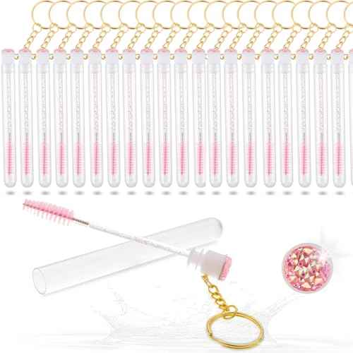 20 Pieces Disposable Mascara Wands Tubes Set Diamond Eyelash Brush Lash Wand Tube Brushes Makeup Tool Eyebrow Applicator Supplies(Pink)