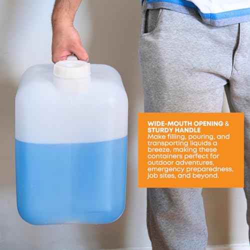 FastRack 5 Gallon Water Jug (Pack of 4) | BPA-Free, Food-Grade, and Leak-Proof | White Water Container | Ideal for Brewing, Fermentation, or Storage