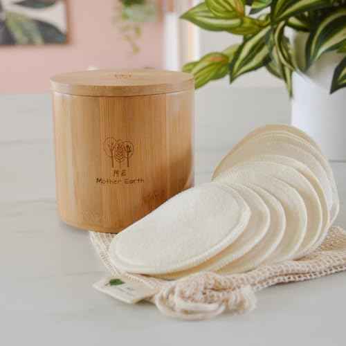 Reusable Hemp Cotton Rounds 15-Pack with Bamboo Storage Box ? Ultra-Soft Organic Face Pads for Makeup Removal, Skincare Accessories, and Eco-Friendly Beauty Essentials