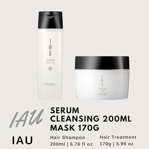 Lebel IAU Serum Cleansing Hair Shampoo 200ml & Lebel IAU Serum Hair Mask 170g Set (Green Tea Set)