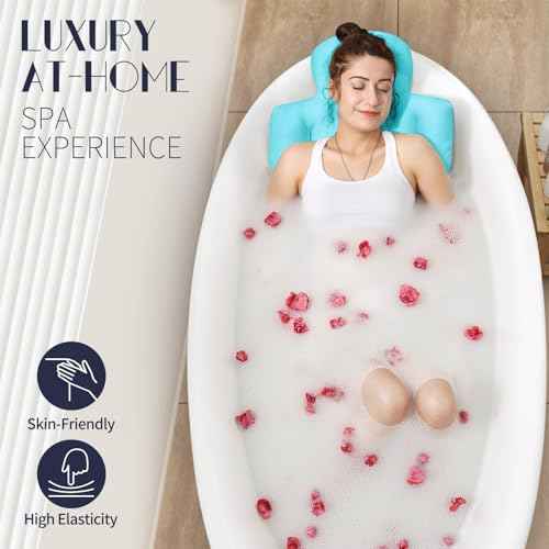 Full Body Bath Pillow for Bathtub, Thick Bathtub Cushion with Laundry Bag, Luxury Tub Pillow for Bath for Headrest Neck and Back Support Ocean Blue 56" x 16"