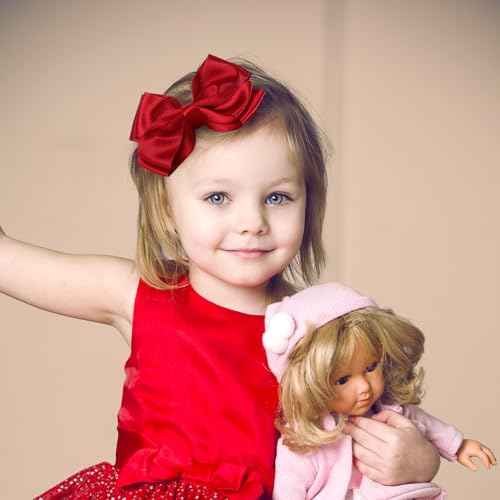 CN 4.5 Inch Red Glitter Hair Bows for Girls Alligator Clips Sparkly Satin Hair Accessories for Kids Toddler Women on Birthday Wedding Christmas and Party