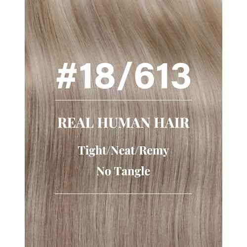 Hetto Sew in Hair Extensions Real Human Hair Ash Blonde Highlight Light Blonde Weft Human Hair Extensions Invsiible Sew in Hair Extension Silky Straight 20 Inch 100g