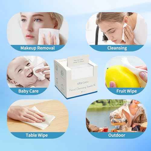 ataraxia Disposable Face Towels XL, Cotton Clean Towel for Face Travel Pack of 100, 10x12'' Extra Thick Soft Facial Cleansing Towelettes Wipes for Drying | Washing | Skin Care (2 Pack)