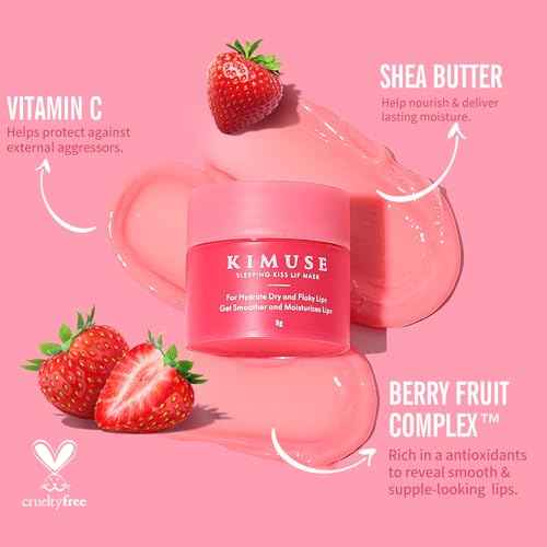 KIMUSE Lip Mask Set, 4PCS Lip Sleeping Mask Overnight Treatment Lip Care Products, Moisturize & Nourish, Cracked Dry Lips, Intense Hydration with Shea Butter (SET)